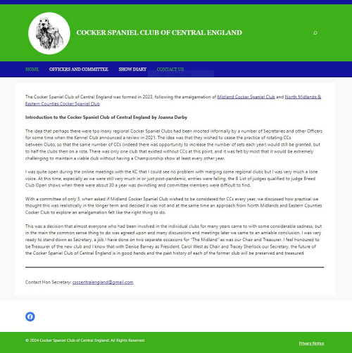 Cocker Spaniel Club of Central England Website